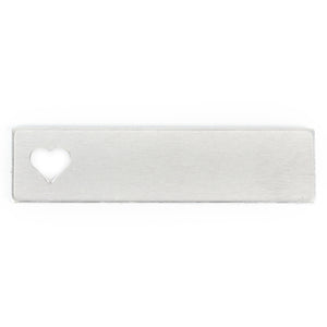 Aluminum BULK Rectangle with Heart Cutout, 50.8mm (2") x 12.7mm (.5"), 14 Gauge, Pack of 25