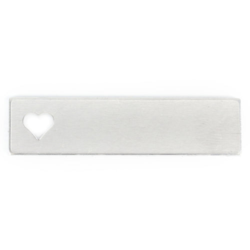 Aluminum BULK Rectangle with Heart Cutout, 50.8mm (2") x 12.7mm (.5"), 14 Gauge, Pack of 25