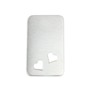 Aluminum BULK Rectangles with 2 Heart Cutouts, 38mm (1.5") x 22.2mm (.875"), 14 Gauge, Pack of 25