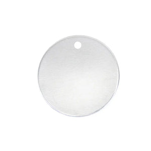 Aluminum BULK Circles 25.4mm (1"), with Hole, 18 Gauge, Pack of 25