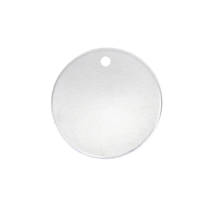 Aluminum BULK Circles 25.4mm (1"), with Hole, 18 Gauge, Pack of 25