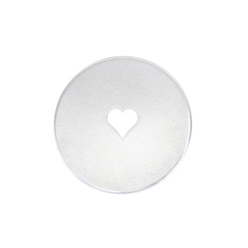 Aluminum BULK Circle with Heart in the Middle , 25mm (1"), 14 Gauge, Pack of 25