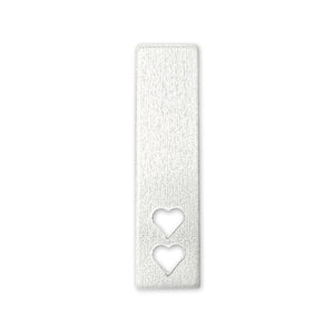 Aluminum BULK Rectangle with 2 Heart Cutouts 50.8mm (2") x 12.7mm (.5"), 14 Gauge, Pack of 25