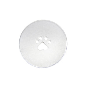 Aluminum BULK Circle with Paw Print in the Middle , 25mm (1"), 14 Gauge, Pack of 25