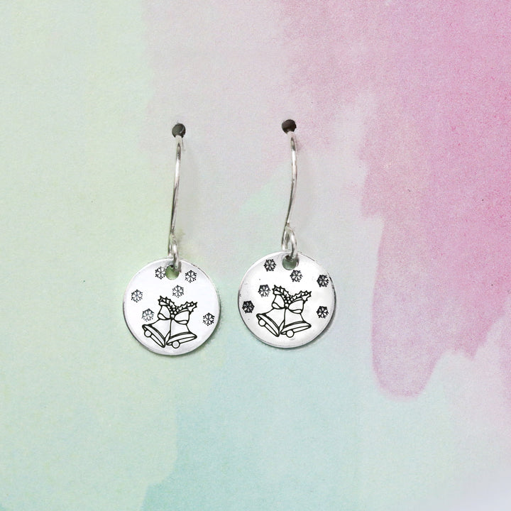 Christmas Bells with Holly Metal Design Stamp, 8mm - Beaducation Original
