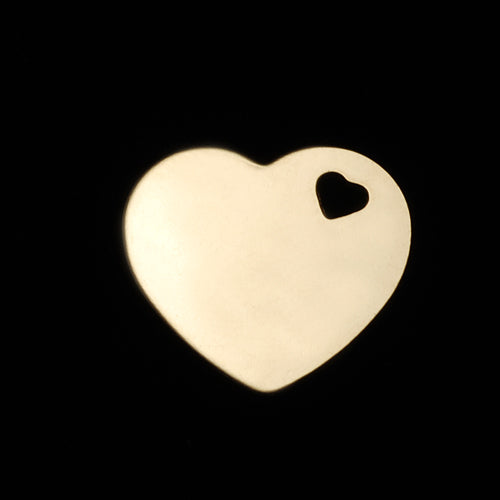 Gold Filled Medium Heart with Heart Shaped Hole, 24 Gauge