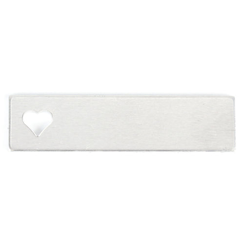 Metal Stamping Blanks Aluminum Rectangle with 1 Horizontal Heart Cutout, 51mm (2") x 13mm (.5"), 14g, Pack of 5
