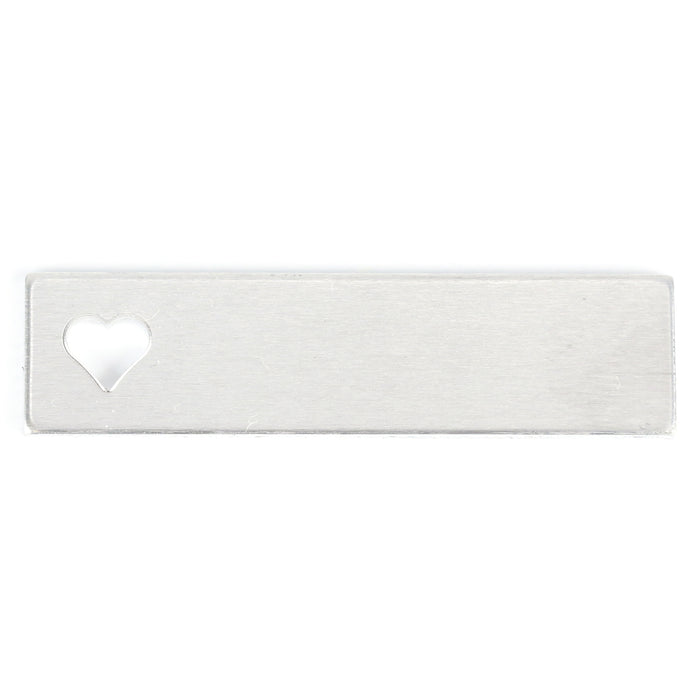 Aluminum Rectangle with 1 Horizontal Heart Cutout, 51mm (2") x 13mm (.5"), 14 Gauge, Pack of 5