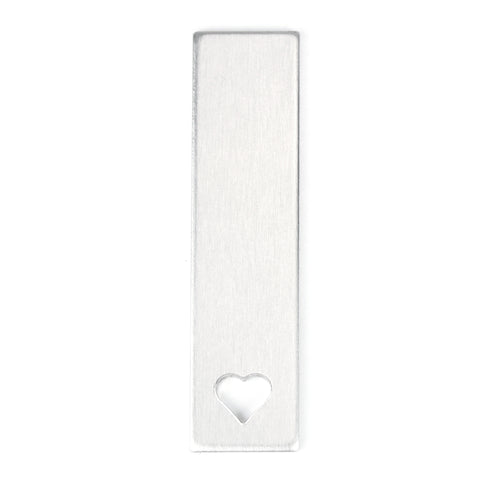 Metal Stamping Blanks Aluminum Rectangle with Heart Cutout, 51mm (2") x 13mm (.5"), 14g, Pack of 5