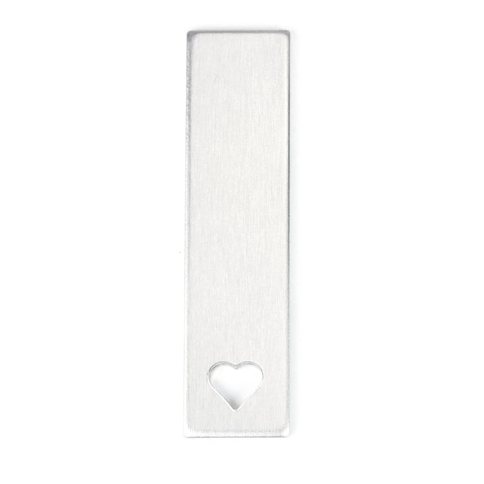 Aluminum Rectangle with Heart Cutout, 51mm (2") x 13mm (.5"), 14 Gauge, Pack of 5