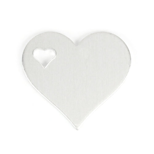 Metal Stamping Blanks Aluminum Heart with Top Left Heart Cutout, 32mm (1.25") x 28mm (1.1"), 14g, Pack of 5