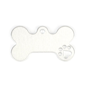 Metal Stamping Blanks Aluminum Dog Bone with Heart Paw Cutout and Top Loop, 43mm (1.7") x 25mm (1"), 14g, Pack of 5