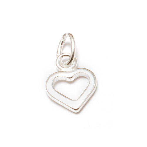 Charms & Solderable Accents Sterling Silver Tiny Open Heart Charm with Top Loop