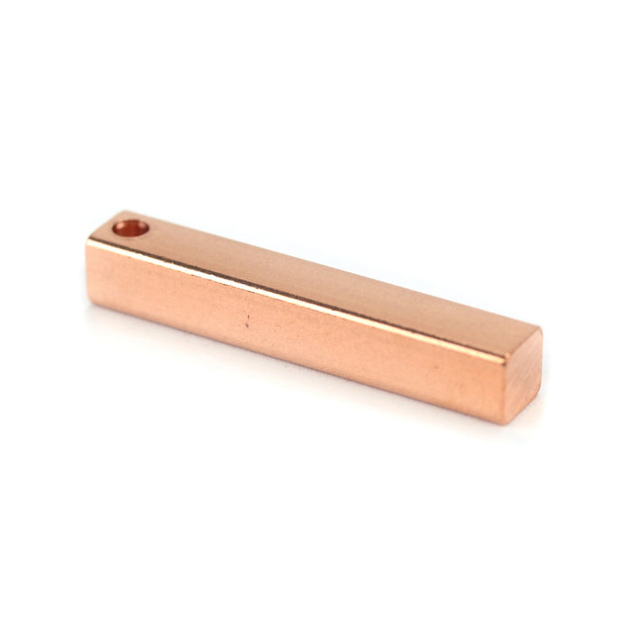 Copper Four Sided Rectangle Bar, 38.1mm (1.5") x 6.4mm (.25"), with Hole