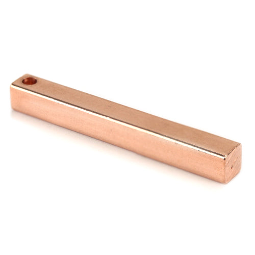 Metal Stamping Blanks Copper Four Sided Rectangle Bar, 50.8mm (2") x 6.4mm (.25"), with Hole