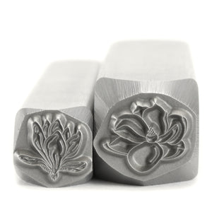 Magnolia Half Closed Flower Metal Design Stamp, 8.2mm - Beaducation Original