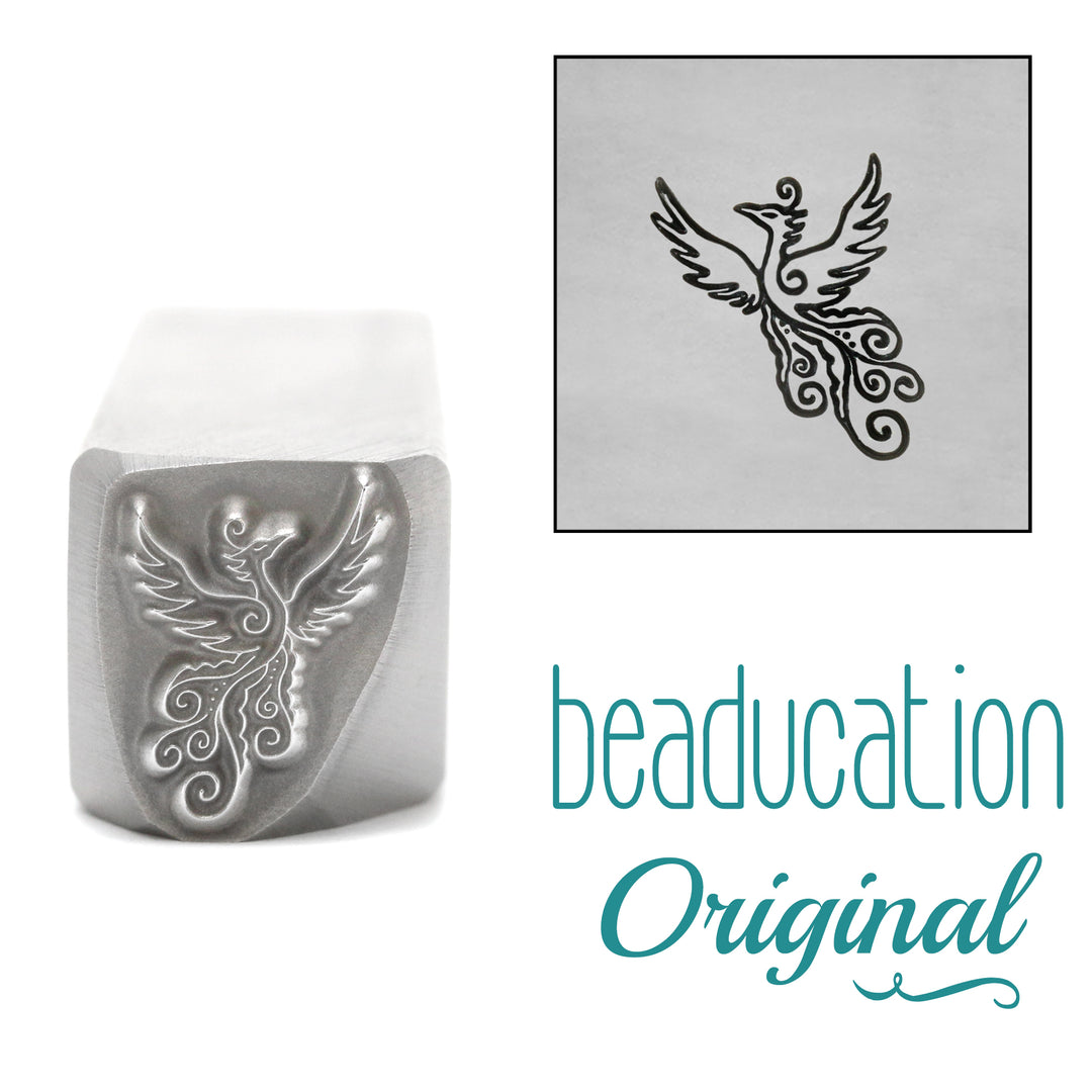 Metal Stamping Tools Phoenix Flying Left Metal Design Stamp, 11mm - Beaducation Original