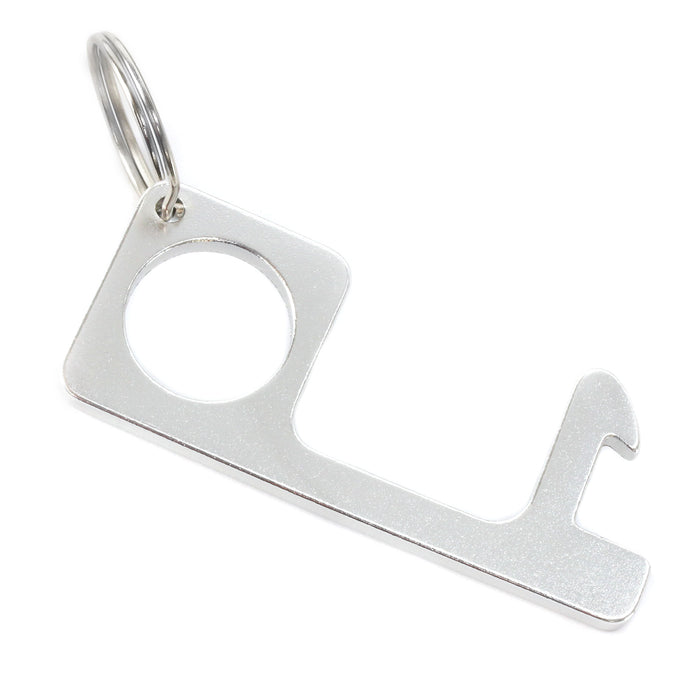 CLOSEOUT No Touch Door Opener, Bottle Opener End, Stampable, Aluminum, Silver