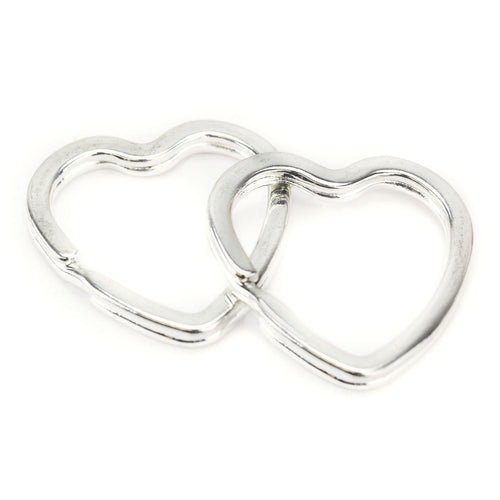 Rivets and Findings  Base Metal 31mm x 30.5mm Heart Split Ring Key Ring - Pack of 5