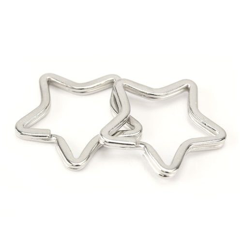 Rivets and Findings  Base Metal Star Split Ring, Key Ring, 33.5mm - Pack of 5 