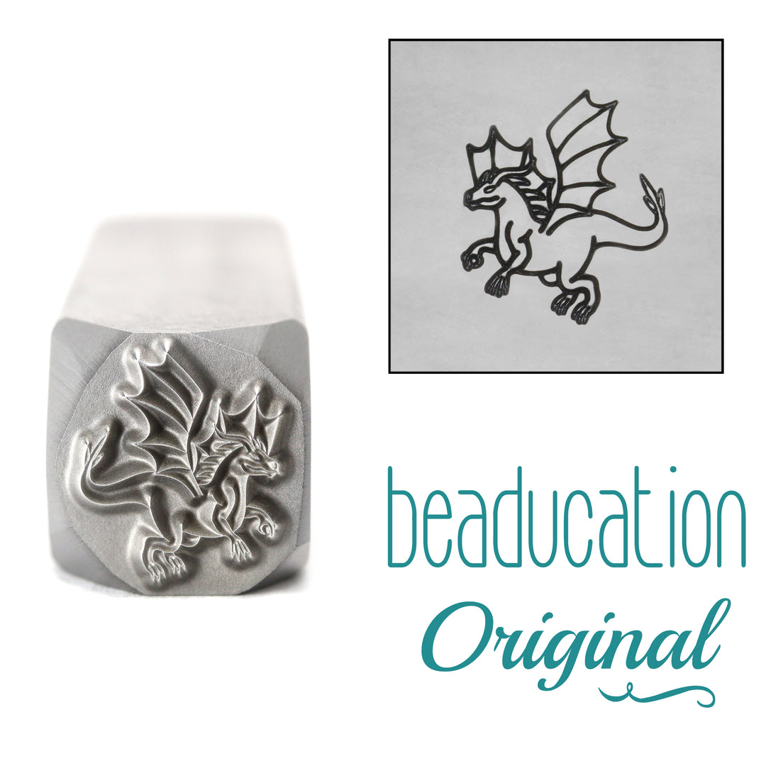 Metal Stamping Tools Dragon Flying Left  Metal Design Stamp, 11mm - Beaducation Original