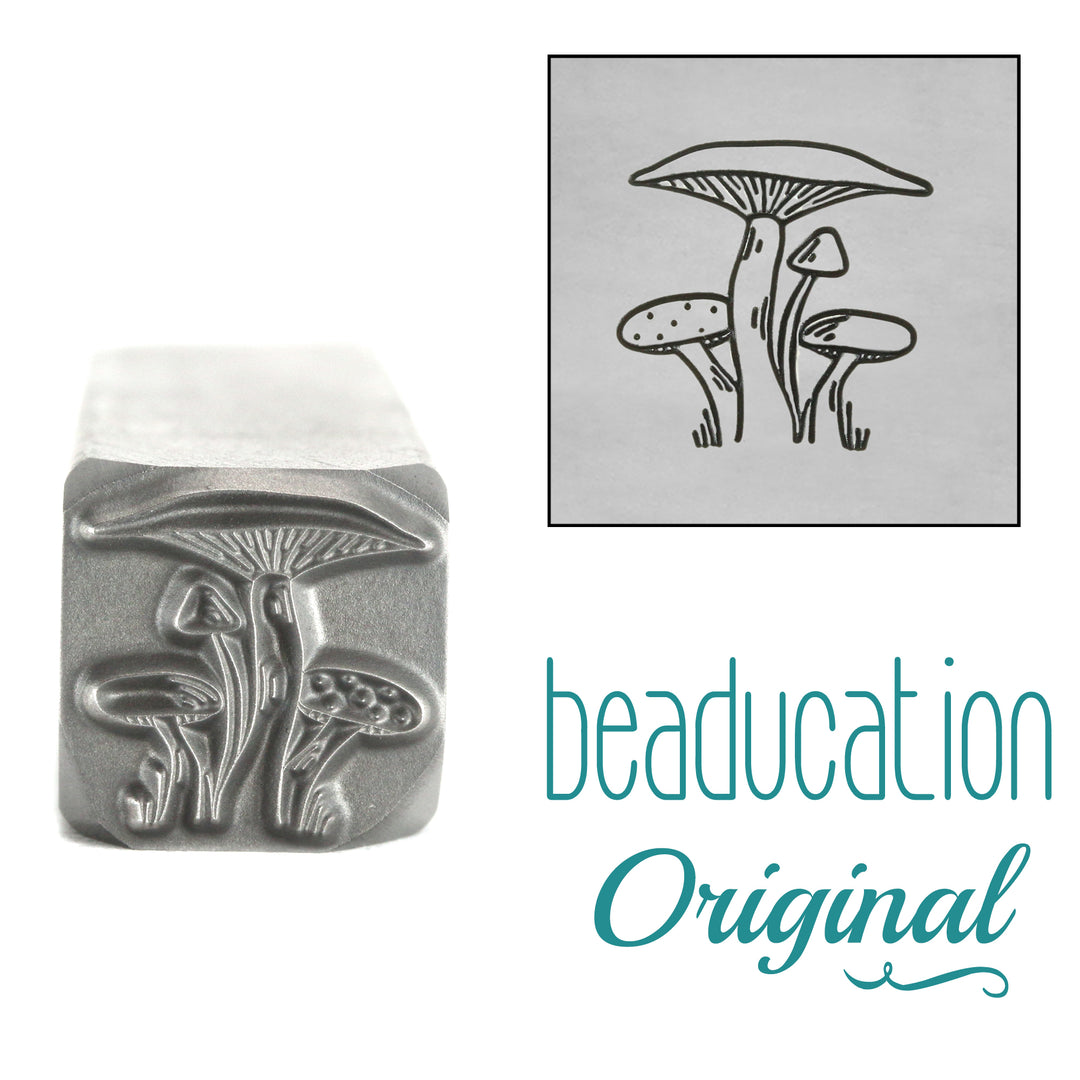Metal Stamping Tools Mushroom Bunch Metal Design Stamp, 11.2mm - Beaducation Original