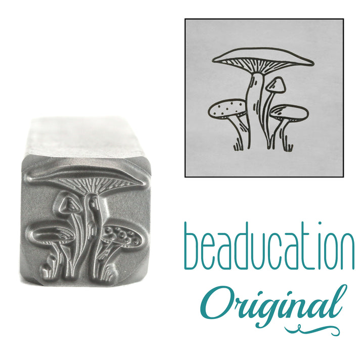 Metal Stamping Tools Mushroom Bunch Metal Design Stamp, 11.2mm - Beaducation Original