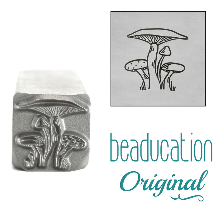 Mushroom Bunch Metal Design Stamp, 11.2mm - Beaducation Original