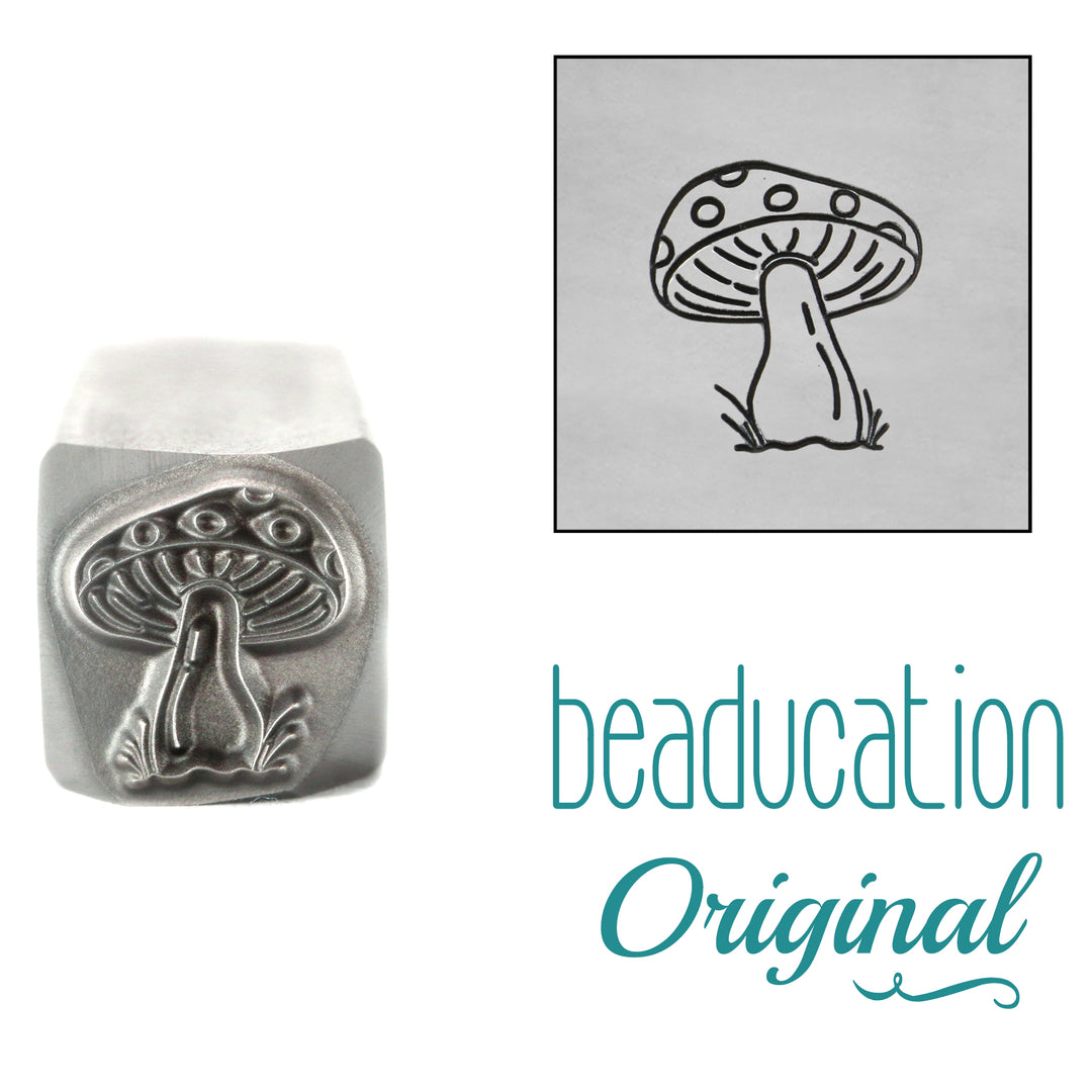 Metal Stamping Tools Mushroom with Dots Metal Design Stamp, 8.2mm - Beaducation Original