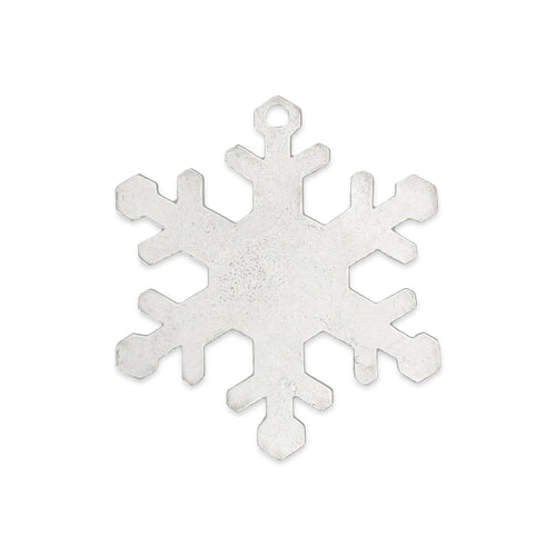 Pewter Snowflake Ornament Blank #2, 68mm (2.68") x 60mm (2.36") with Hole, 14 Gauge