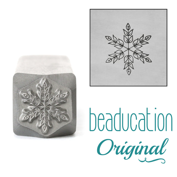 Leaf Snowflake Metal Design Stamp, 10mm - Beaducation Original