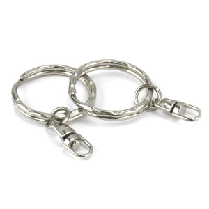 Rivets and Findings  Base Metal Silver Color, 25mm (1") Texture Split Ring, Key Ring with Swivel  - Pack of 10