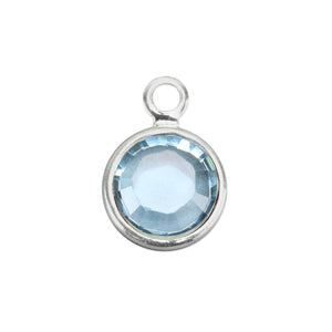 Charms & Solderable Accents Swarovski Crystal Channel Charm (Aquamarine - MARCH), 6mm Stone, Pack of 8