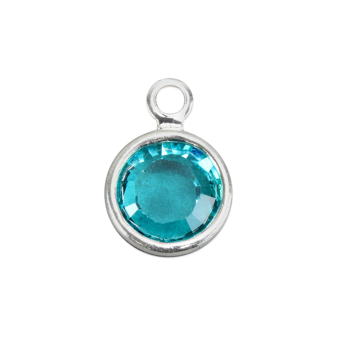 Crystal Channel Charm (Blue Zircon - DECEMBER), 6mm Stone, Pack of 8