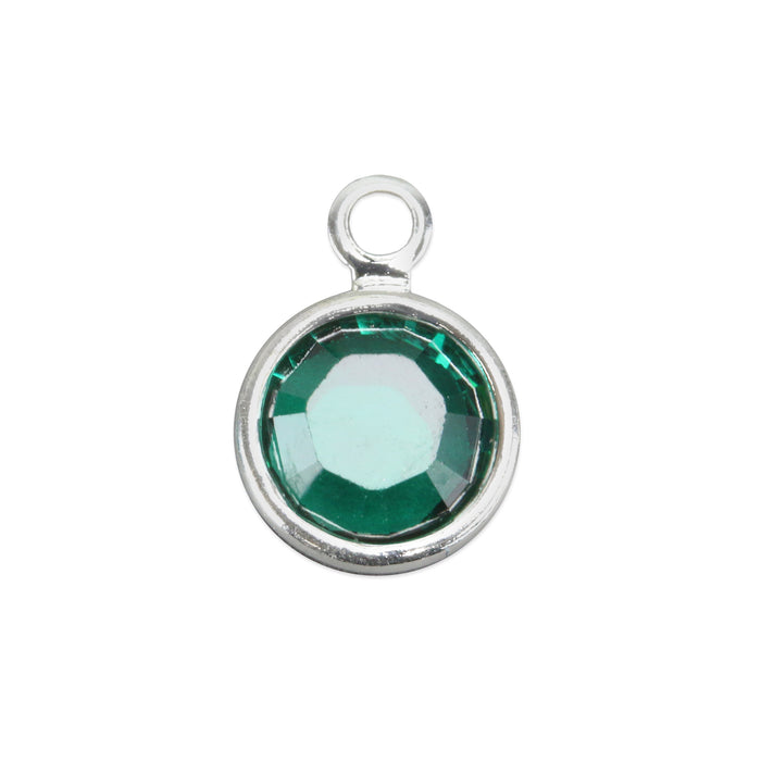 Crystal Channel Charm (Emerald - MAY), 6mm Stone, Pack of 8
