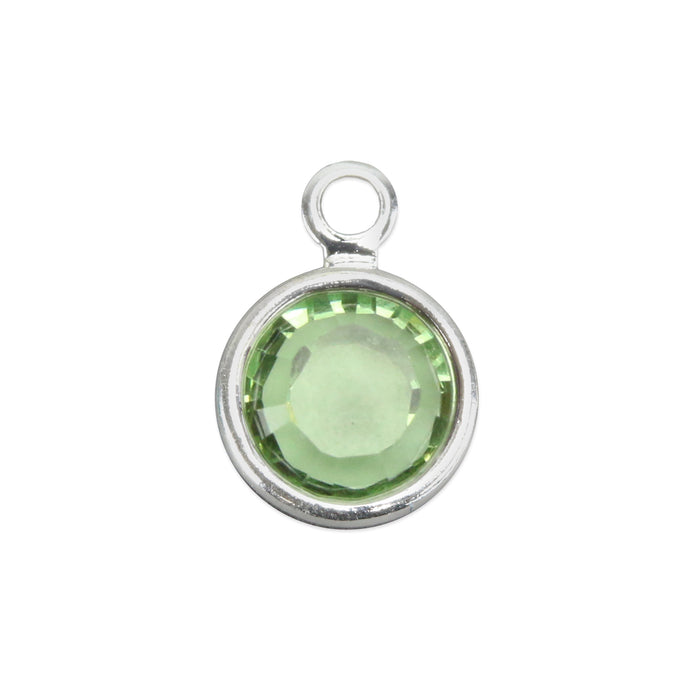 Crystal Channel Charm (Peridot - AUGUST), 6mm Stone, Pack of 8
