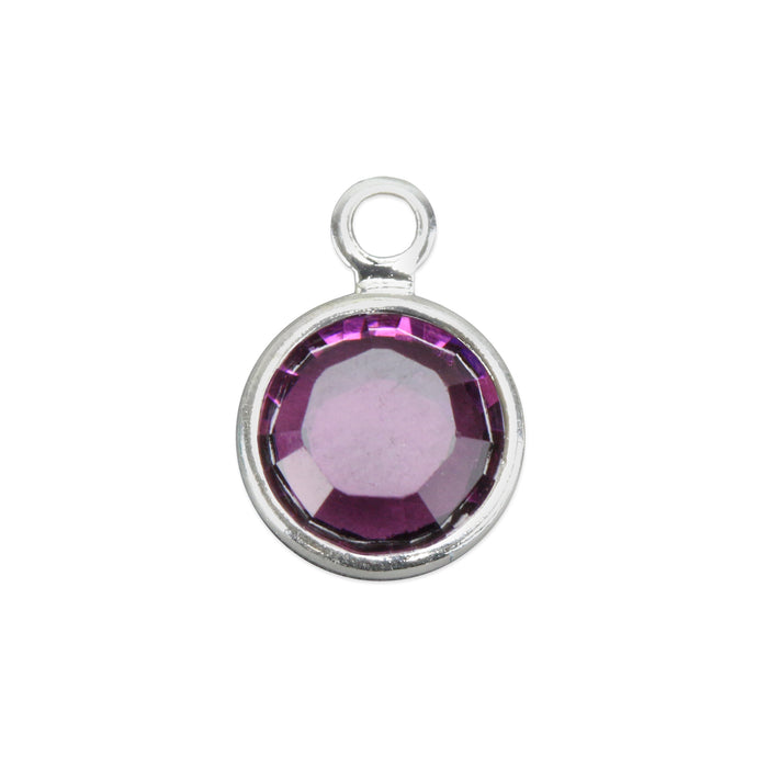 Crystal Channel Charm (Amethyst - FEBRUARY), 6mm Stone, Pack of 8