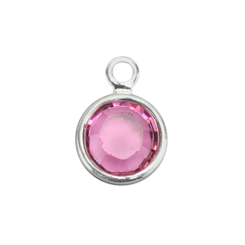 Charms & Solderable Accents Swarovski Crystal Channel Charm (Rose - OCTOBER), 6mm Stone, Pack of 8