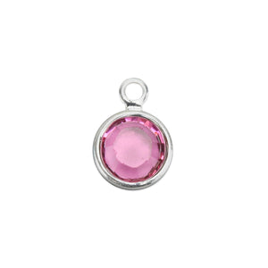 Charms & Solderable Accents Swarovski Crystal Channel Charm (Rose - October), 4mm Stone, Pack of 5