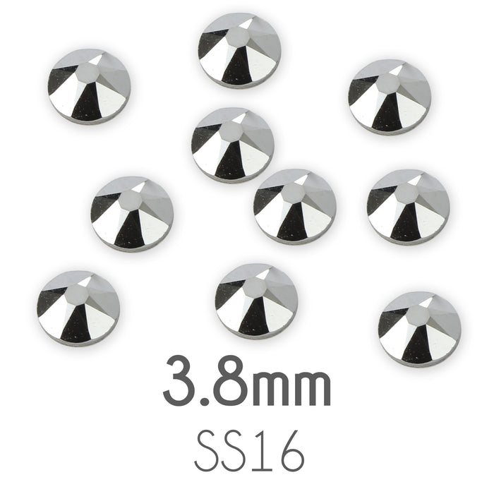 3.8mm Swarovski Flat Back Crystals, Silver / Chrome, Pack of 20