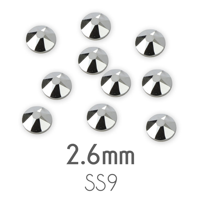 CLOSEOUT 2.6mm Swarovski Flat Back Crystals, Silver / Chrome, Pack of 20