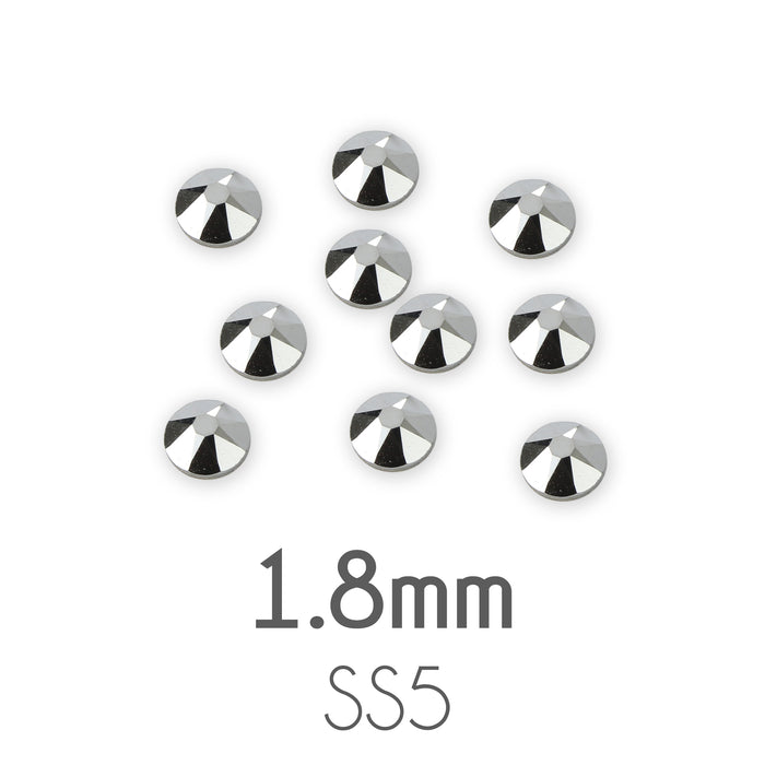 1.8mm Swarovski Flat Back Crystals, Silver / Chrome, Pack of 20