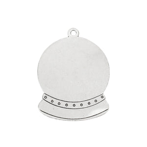 Pewter Snow Globe Ornament Stamping Blank with Hole, 71.45mm (2.8") x 54.75mm (2.15"), 14 Gauge