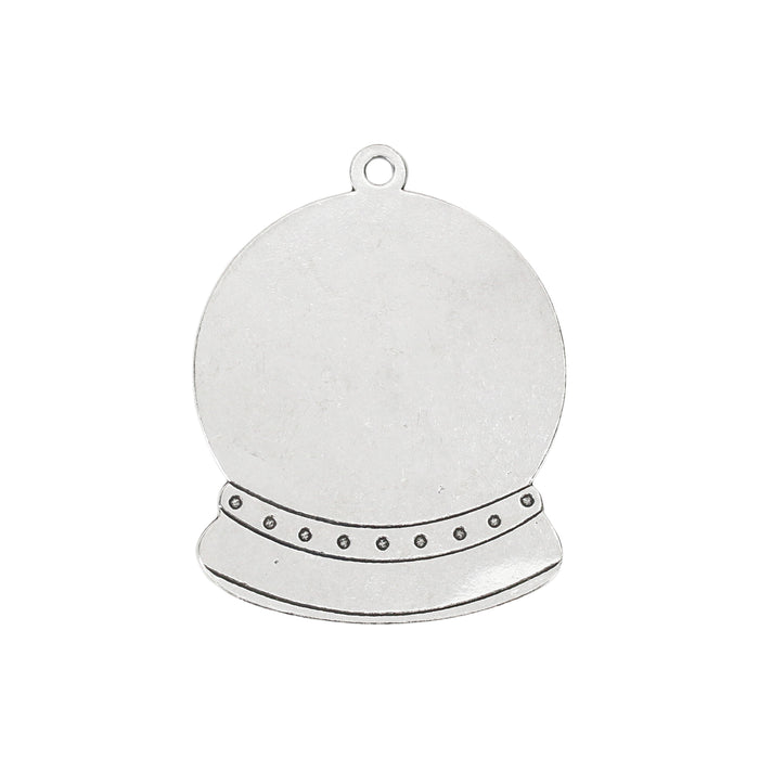 Pewter Snow Globe Ornament Stamping Blank with Hole, 71.45mm (2.8") x 54.75mm (2.15"), 14 Gauge