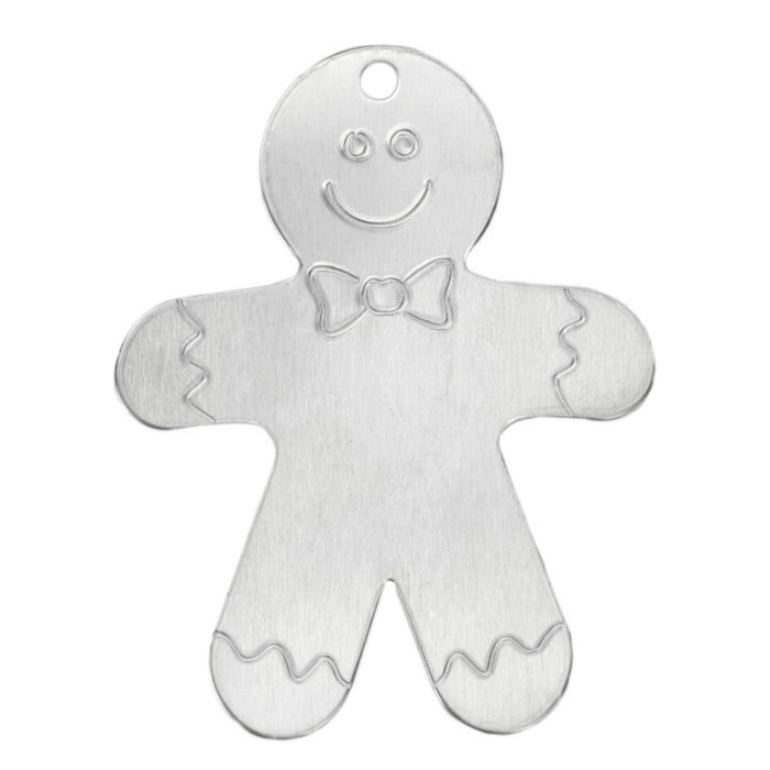 Aluminum Gingerbread Man Ornament Blank, 63.5mm (2.5") x 51mm (2"), 14 Gauge