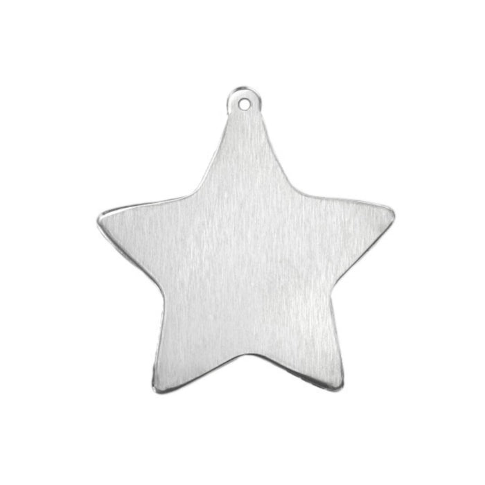 Aluminum Star Ornament Blank,  33mm (1.3") x  25.4mm (1"), 14 Gauge, Pack of 2