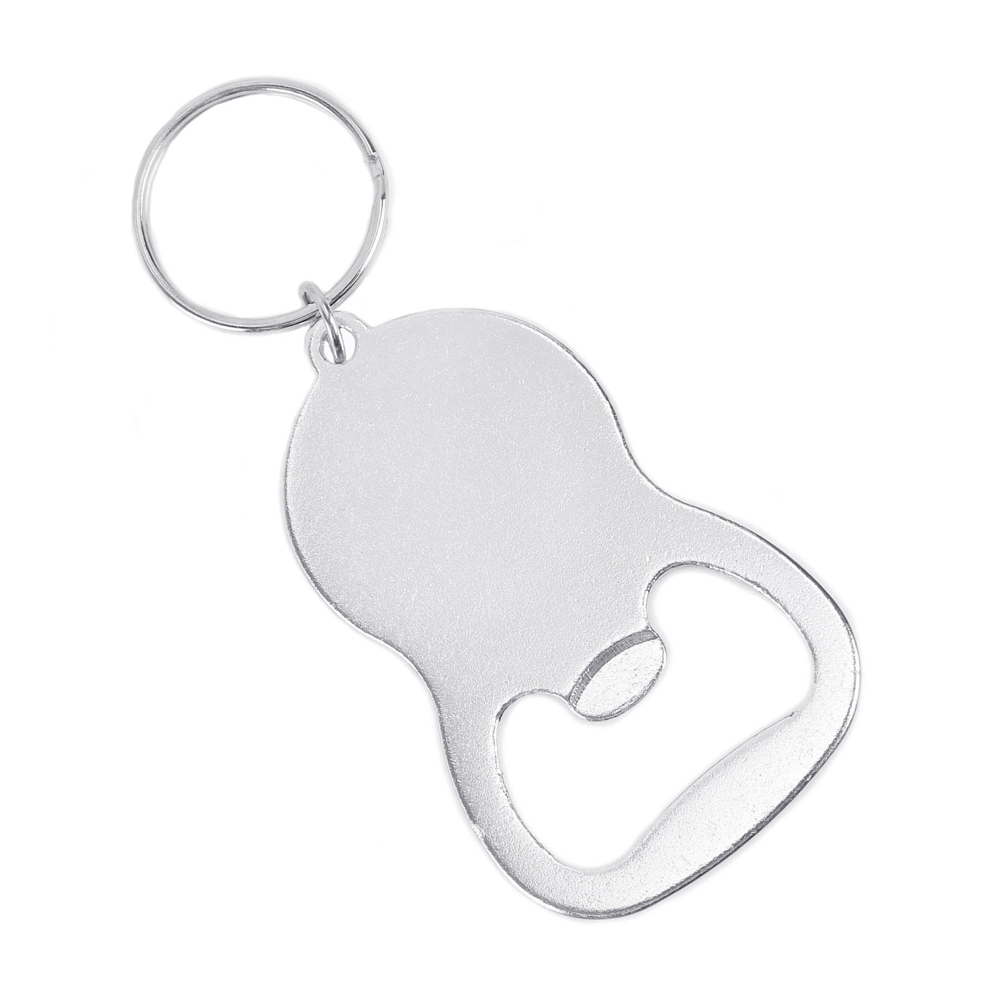 Promotional Aluminum Bottle / Can Opener With Metal Split Keychain Rings -  Blue - Metal Keychains