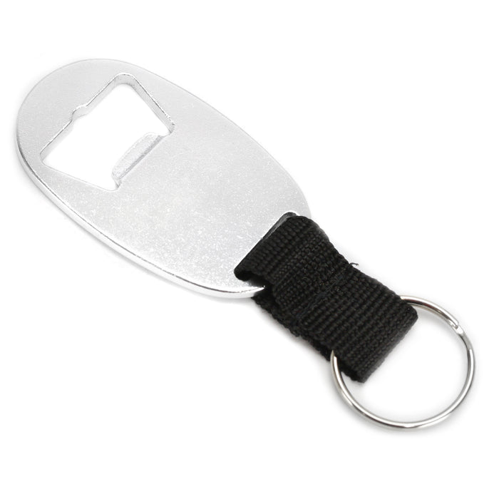 Aluminum Bottle Opener Keychain with Strap, 60mm (2.35") x 34mm (1.34")