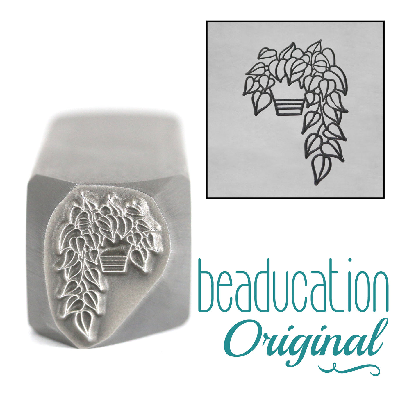 Pothos Plant Leaves on The Right Metal Design Stamp, 13.5mm - Beaducation Original
