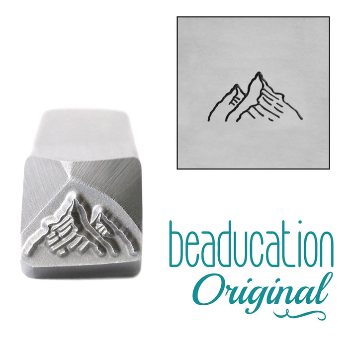 Two Mountains, Tall Peak on the Right Metal Design Stamp, 10mm - Beaducation Original